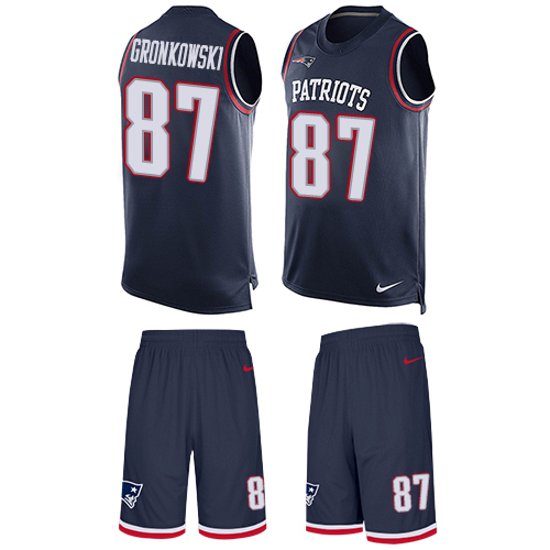 Nike Patriots #87 Rob Gronkowski Navy Blue Team Color Men's Stitched NFL Limited Tank Top Suit Jersey - Click Image to Close